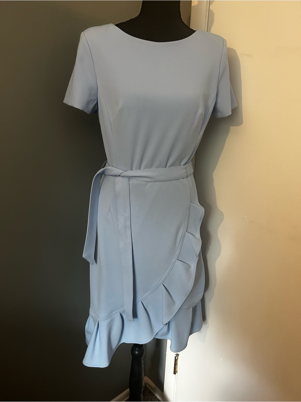 Calvin Klein Light Blue Ruffle Wrap Dress - Classic Women's Dress